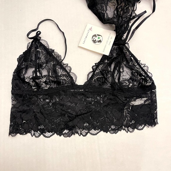 Free People Black Combo Everyday Lace Longline Bralette 2-Pack NWT Size XS - Picture 6 of 12
